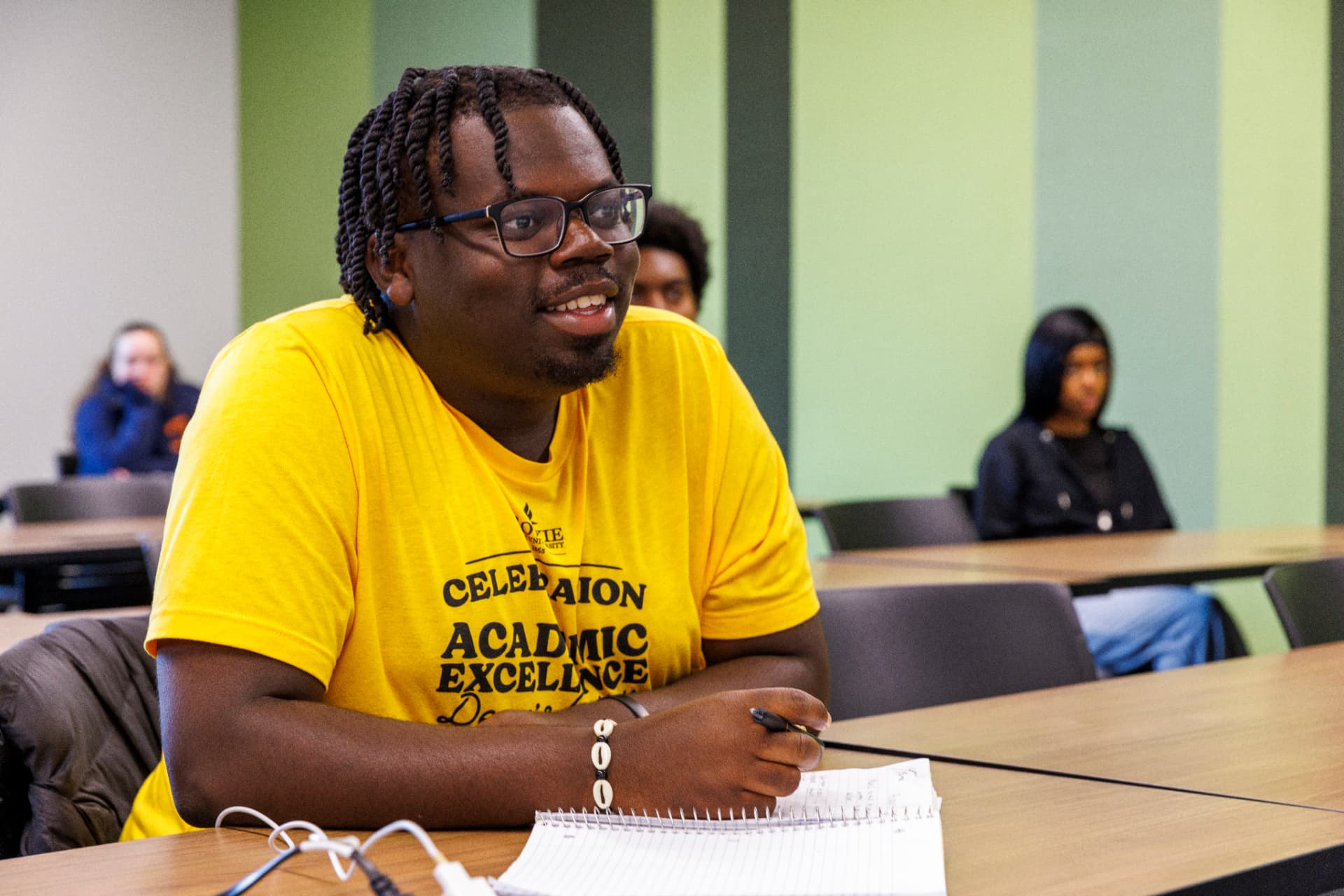 A Bowie State student speaking during class discussion