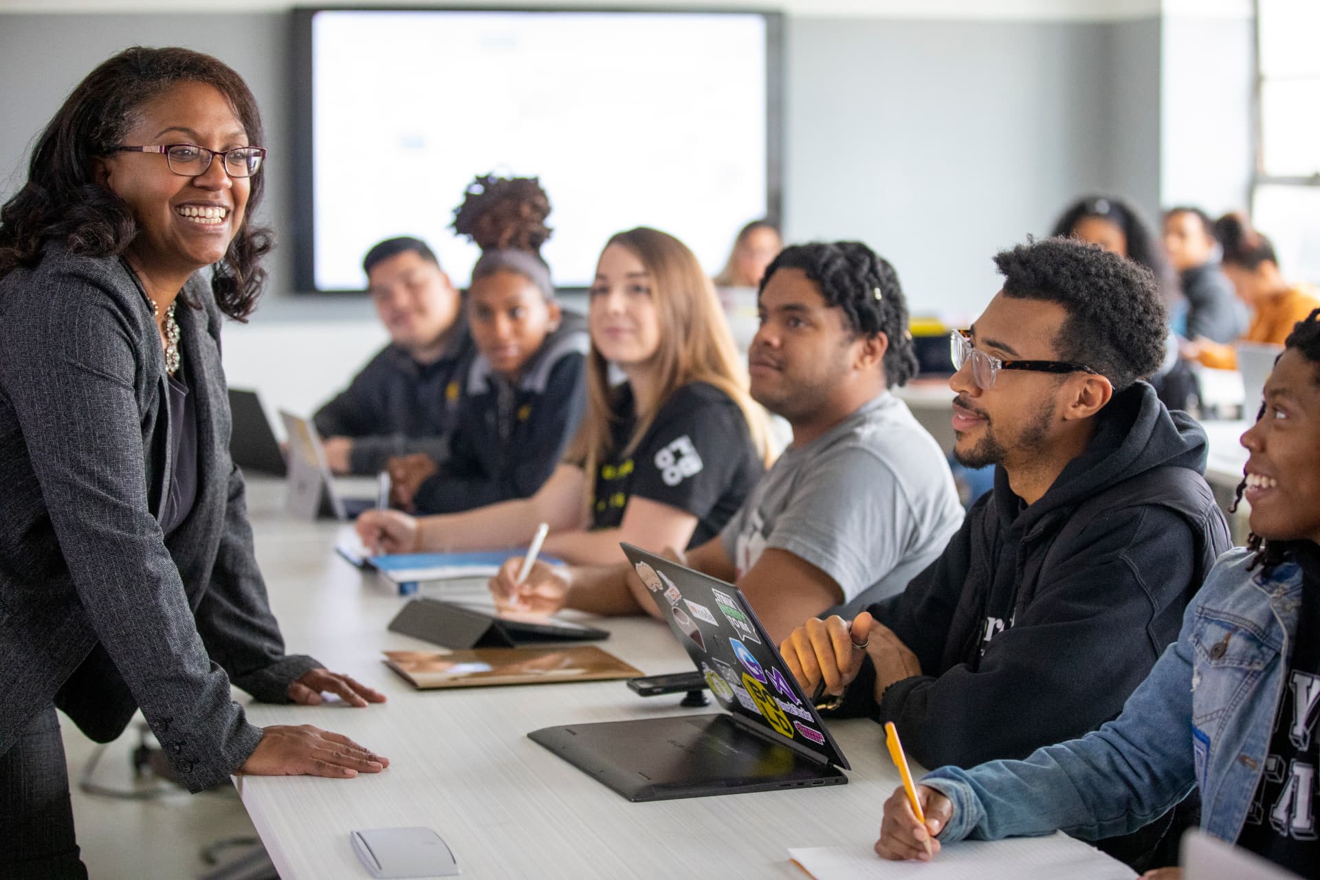 Students and faculty collaborating in a Bowie State classroom